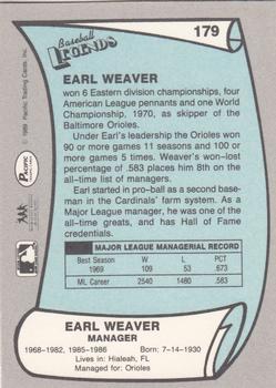 1989 Pacific Legends II #179 Earl Weaver Back