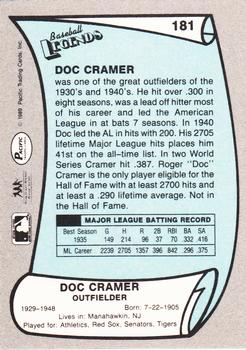 1989 Pacific Legends II #181 Roger Cramer Back