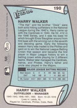 1989 Pacific Legends II #190 Harry Walker Back