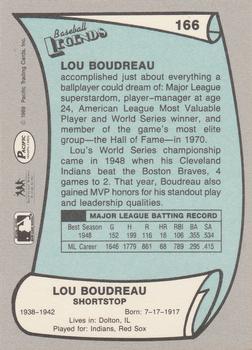 1989 Pacific Legends II #166 Lou Boudreau Back