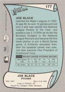 1989 Pacific Legends II #177 Joe Black Back