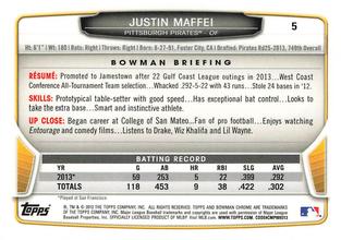2013 Bowman Chrome Mini #5 Justin Maffei Back