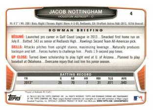 2013 Bowman Chrome Mini #4 Jacob Nottingham Back