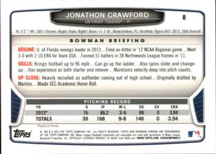 2013 Bowman Chrome Mini #8 Jonathon Crawford Back