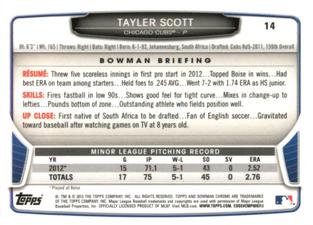 2013 Bowman Chrome Mini #14 Tayler Scott Back