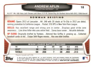 2013 Bowman Chrome Mini #18 Andrew Aplin Back