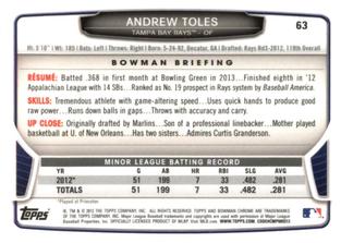 2013 Bowman Chrome Mini #63 Andrew Toles Back
