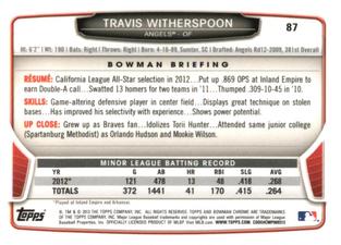 2013 Bowman Chrome Mini #87 Travis Witherspoon Back