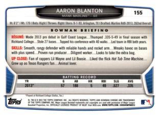 2013 Bowman Chrome Mini #155 Aaron Blanton Back