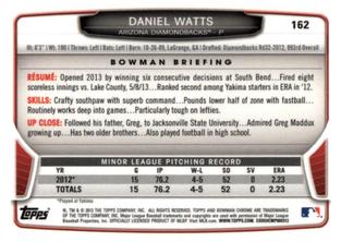 2013 Bowman Chrome Mini #162 Daniel Watts Back