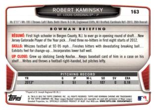 2013 Bowman Chrome Mini #163 Robert Kaminsky Back