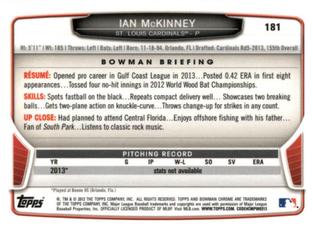 2013 Bowman Chrome Mini #181 Ian McKinney Back