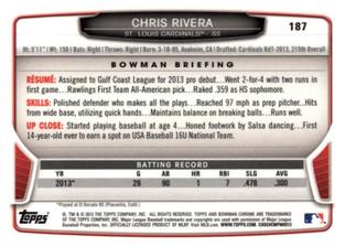 2013 Bowman Chrome Mini #187 Chris Rivera Back