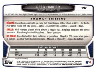 2013 Bowman Chrome Mini #192 Reed Harper Back