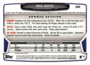 2013 Bowman Chrome Mini #202 Max White Back