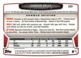 2013 Bowman Chrome Mini #223 Carson Kelly Back