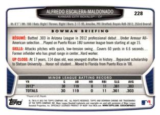 2013 Bowman Chrome Mini #228 Alfredo Escalera-Maldonado Back