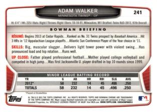 2013 Bowman Chrome Mini #241 Adam Walker Back