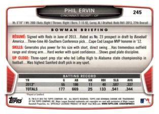2013 Bowman Chrome Mini #245 Phil Ervin Back