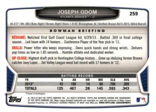 2013 Bowman Chrome Mini #259 Joseph Odom Back