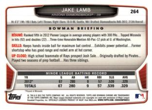 2013 Bowman Chrome Mini #264 Jake Lamb Back