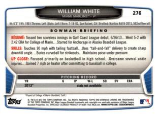 2013 Bowman Chrome Mini #276 William White Back
