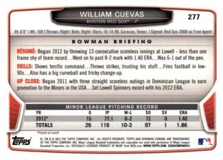2013 Bowman Chrome Mini #277 William Cuevas Back