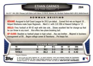 2013 Bowman Chrome Mini #284 Ethan Carnes Back