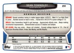 2013 Bowman Chrome Mini #291 Sean Townsley Back