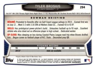 2013 Bowman Chrome Mini #294 Tyler Brosius Back