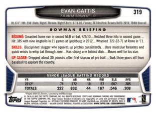 2013 Bowman Chrome Mini #319 Evan Gattis Back