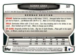 2013 Bowman Chrome Mini #327 Sonny Gray Back