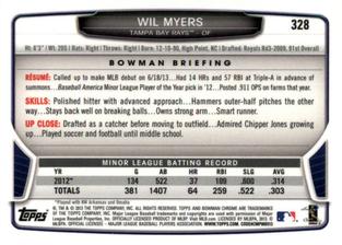 2013 Bowman Chrome Mini #328 Wil Myers Back