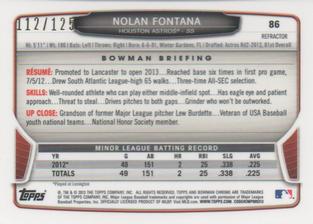 2013 Bowman Chrome Mini - Refractors #86 Nolan Fontana Back