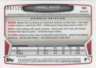 2013 Bowman Chrome Mini - Refractors #162 Daniel Watts Back