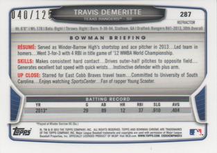 2013 Bowman Chrome Mini - Refractors #287 Travis Demeritte Back