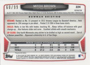 2013 Bowman Chrome Mini - Blue Refractors #224 Mitch Brown Back