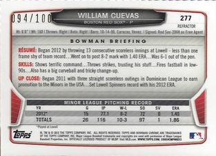 2013 Bowman Chrome Mini - X-fractors #277 William Cuevas Back