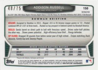 2013 Bowman Chrome Mini - Green Refractors #150 Addison Russell Back