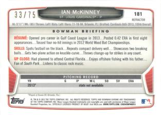 2013 Bowman Chrome Mini - Green Refractors #181 Ian McKinney Back