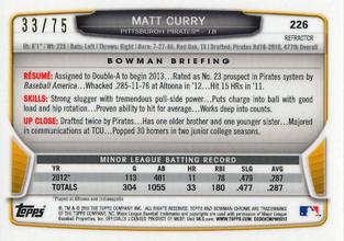 2013 Bowman Chrome Mini - Green Refractors #226 Matt Curry Back