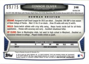 2013 Bowman Chrome Mini - Green Refractors #248 Connor Oliver Back