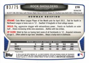 2013 Bowman Chrome Mini - Green Refractors #278 Rock Shoulders Back