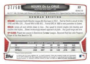 2013 Bowman Chrome Mini - Gold Refractors #22 Keury de la Cruz Back