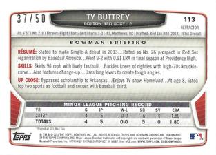 2013 Bowman Chrome Mini - Gold Refractors #113 Ty Buttrey Back