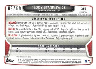 2013 Bowman Chrome Mini - Gold Refractors #215 Teddy Stankiewicz Back