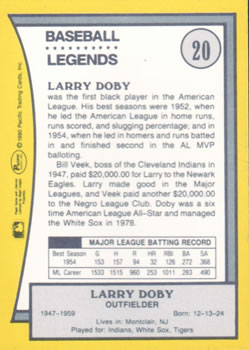 1990 Pacific Legends #20 Larry Doby Back