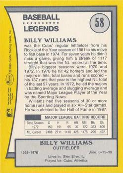 1990 Pacific Legends #58 Billy Williams Back