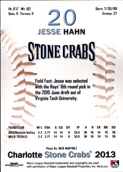 2013 Grandstand Charlotte Stone Crabs #14 Jesse Hahn Back