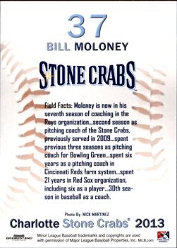 2013 Grandstand Charlotte Stone Crabs #20 Bill Moloney Back